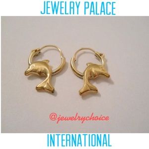 14K Gold Filled Jumping Dolphin Hoop Earrings.